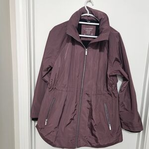 Calvin Klein Performance Women's Rain Jacket Plum Size XL w/hideaway Hood